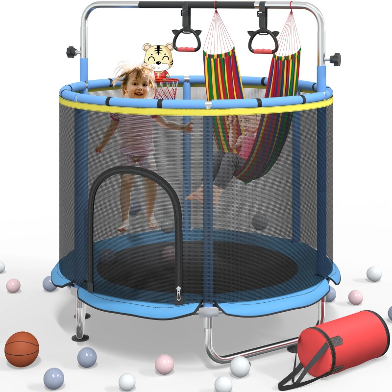 Kids Outdoor Hammock - 5FT Toddler Trampoline 8-in-1 Kids Mini