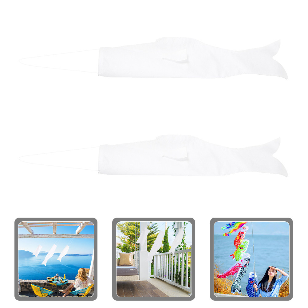 Kids Outdoor Garden - 2Pcs DIY Blank Carp Windsocks Painting
