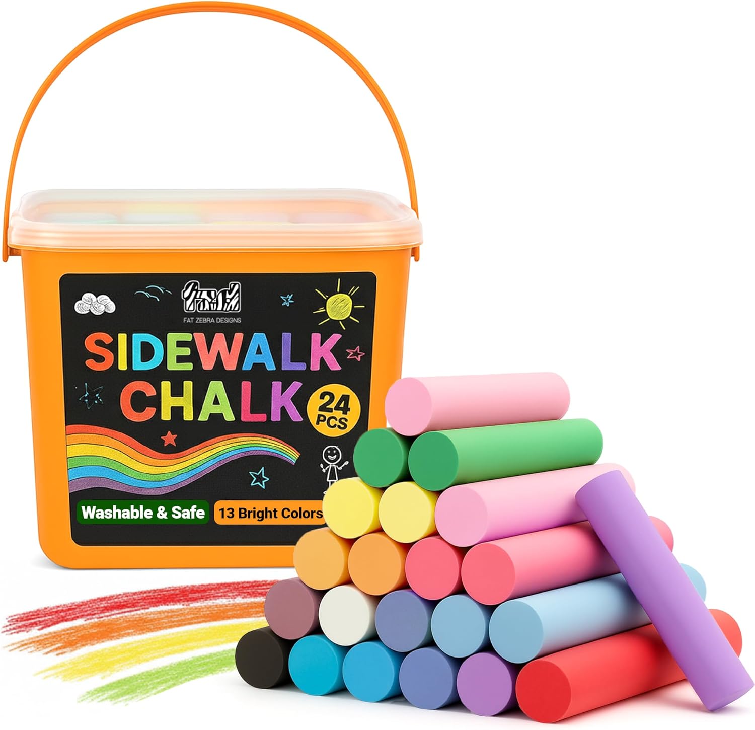 Kids Outdoor Chalkboard - 24 PCS Sidewalk Chalk for Kids