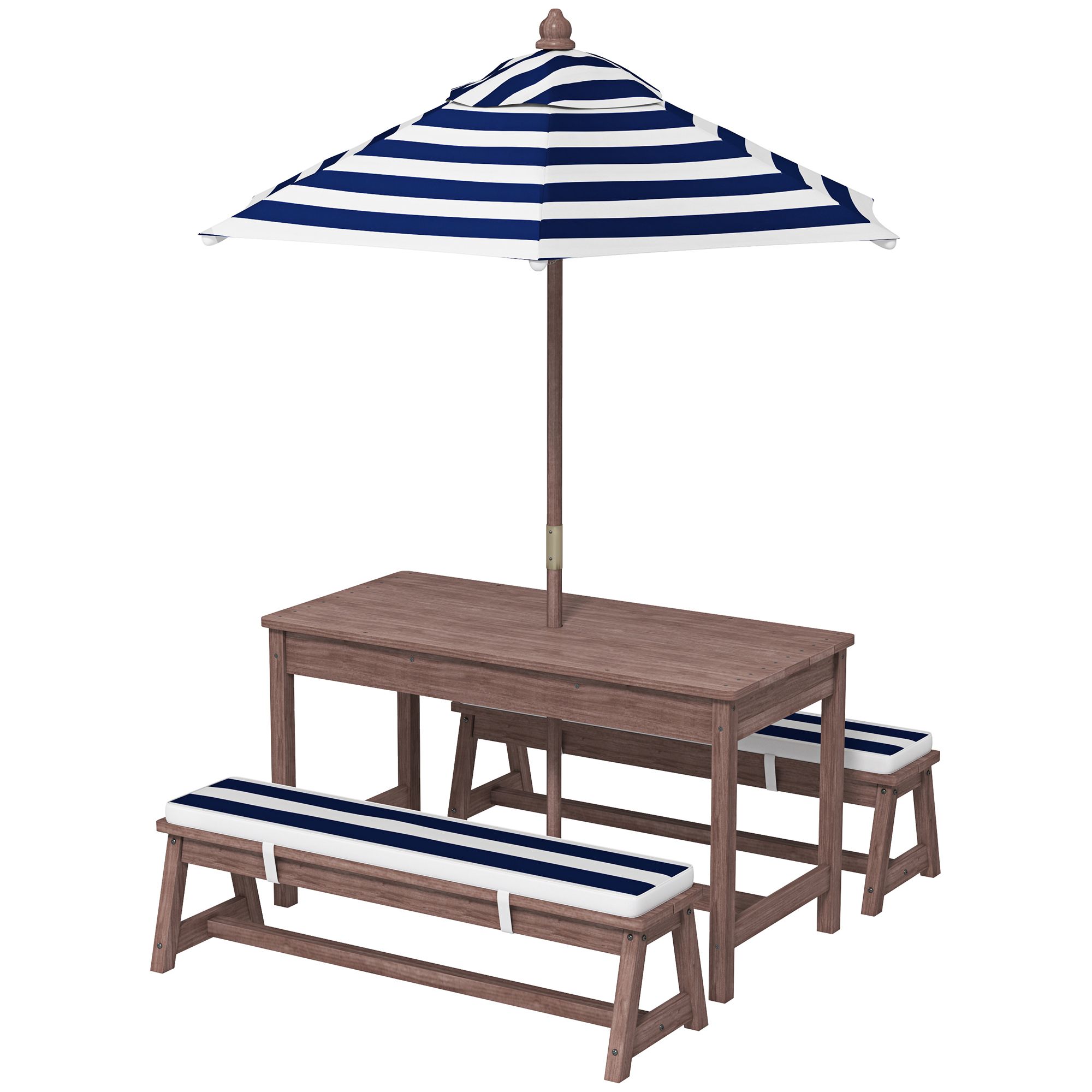 Kids Outdoor Bench With Umbrella - Outdoor Wooden Kids Picnic Table &
