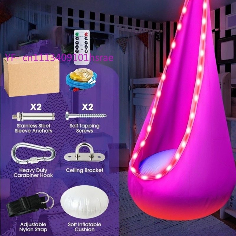Kids Outdoor Hammock - Glowing LED Inflatable Hammock Portable Plush