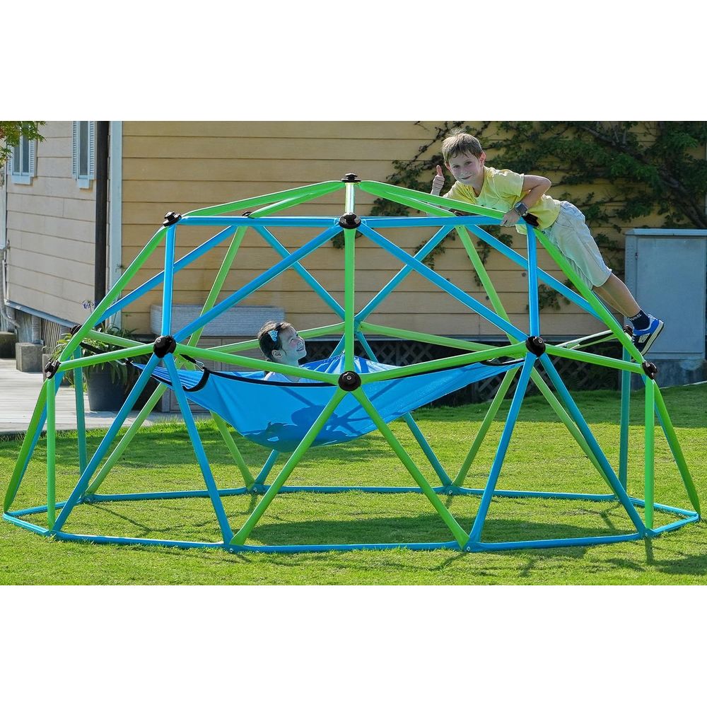 Kids Outdoor Jungle Gym Dome - Zupapa10T ClimDome with Hammock, Supports up