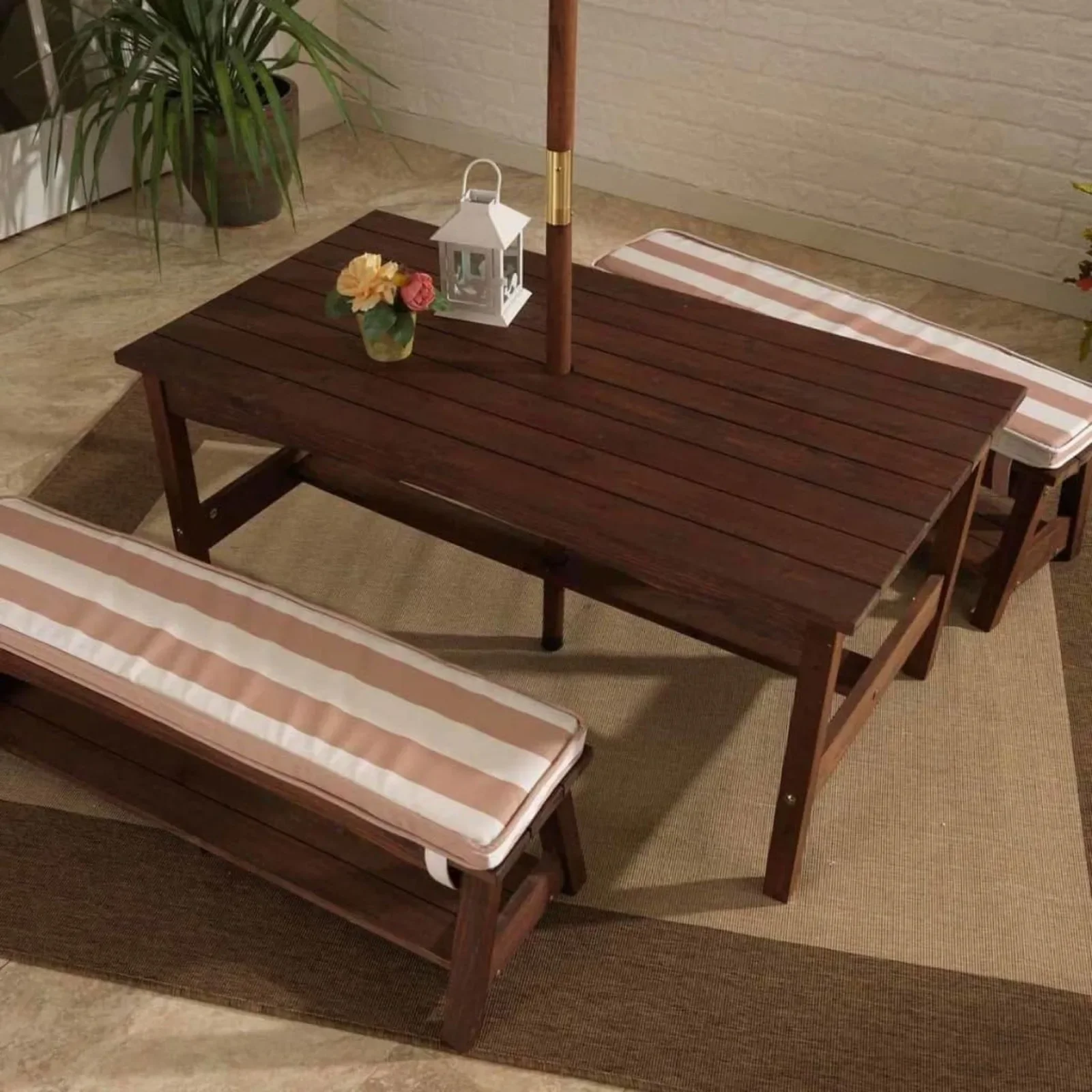 For Outdoor Wooden Table & Ben - Kids Outdoor Bench With Umbrella 评论和价格