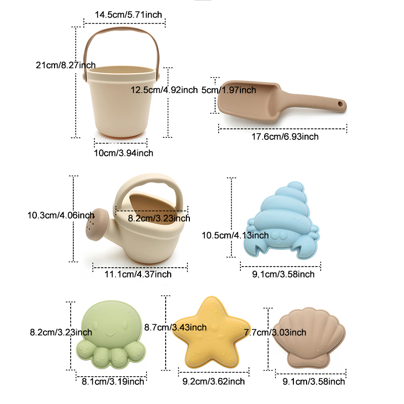 7Pcs Kids Silicone Beach Toys  - Kids Outdoor Toy Storage 评论和价格