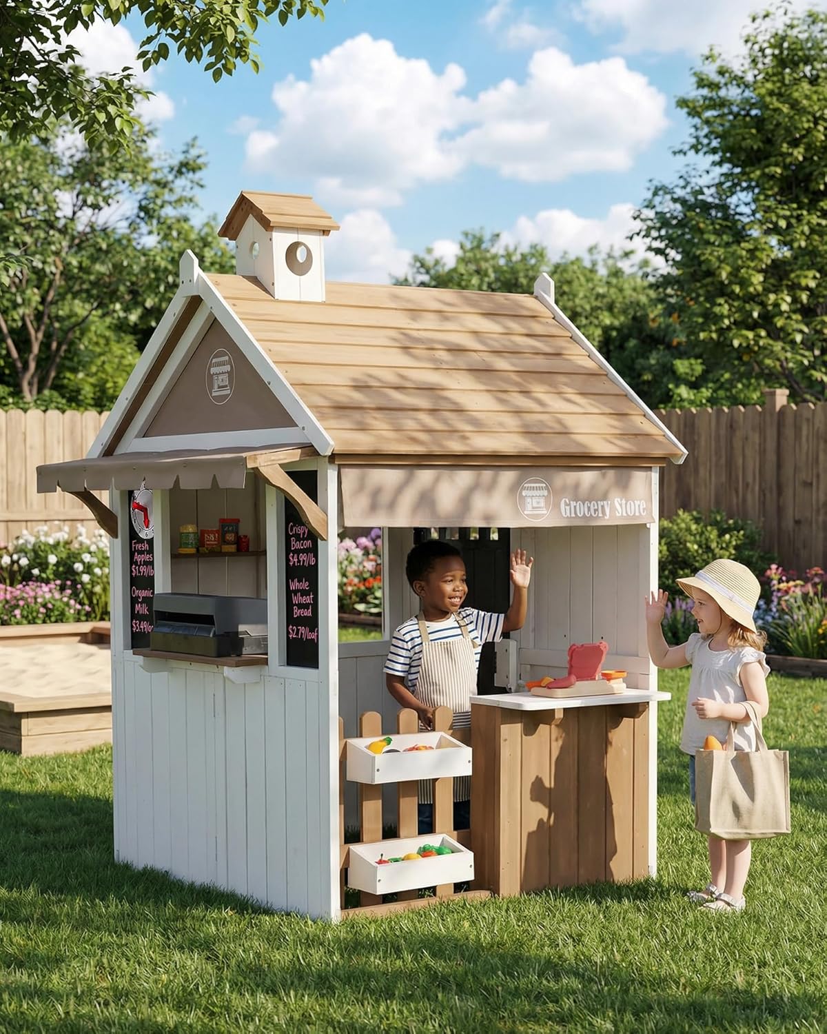2-in-1 Cedar Wooden Kids Outdo - Kids Outdoor Chalkboard 评论和价格