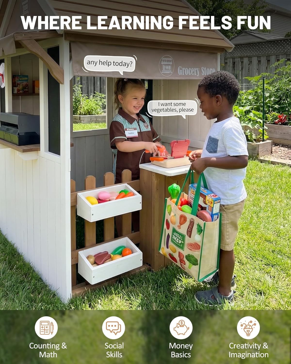 2-in-1 Cedar Wooden Kids Outdo - Kids Outdoor Chalkboard 评论和价格