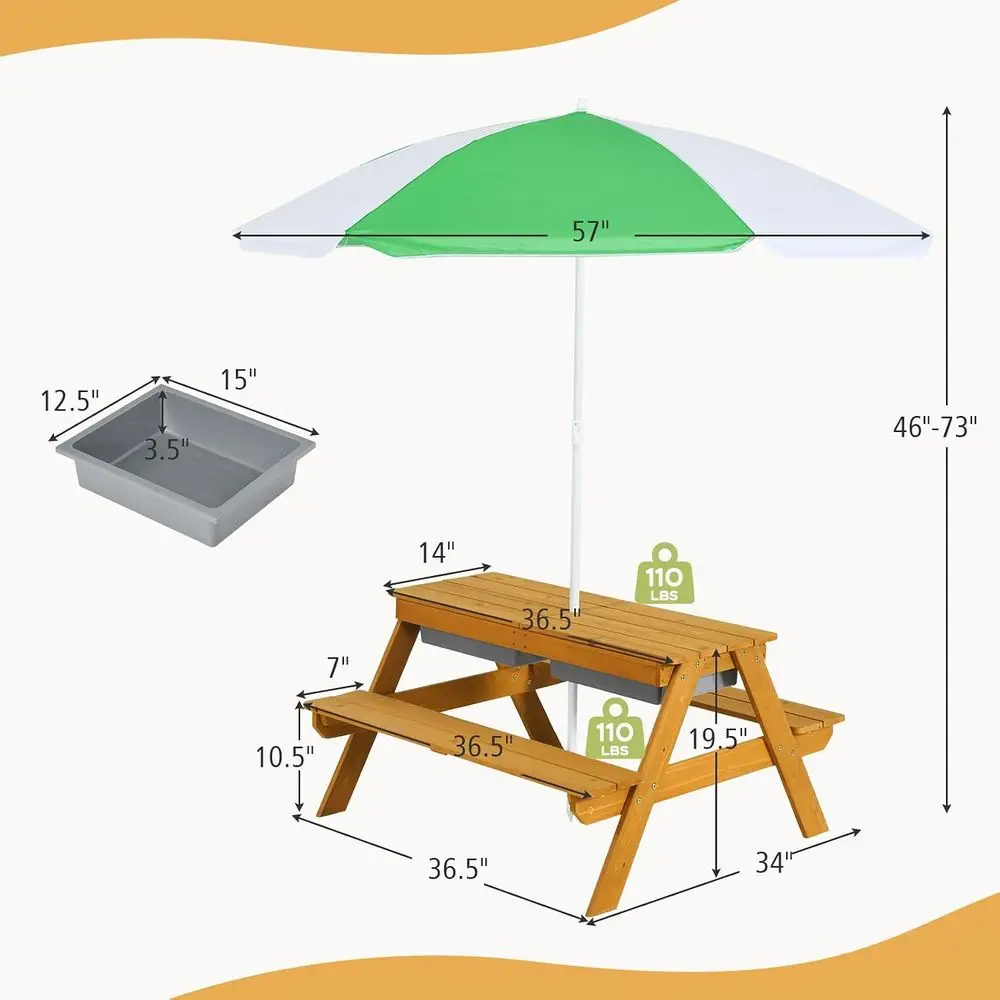 3-in-1 Height-Adjustable Umbre - Kids Outdoor Garden Set 评论和价格