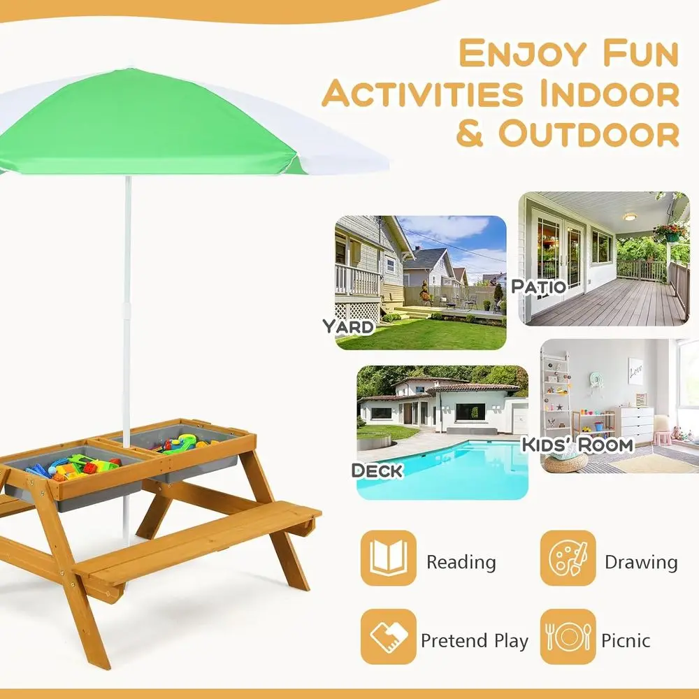 3-in-1 Height-Adjustable Umbre - Kids Outdoor Garden Set 评论和价格