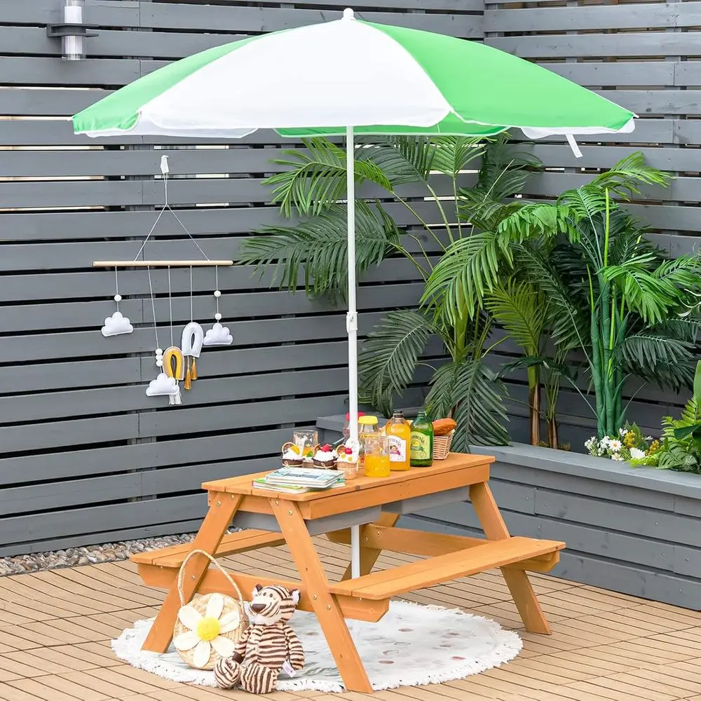 4-in-1 Wooden Sand & Water Pic - Kids Outdoor Garden Set 评论和价格
