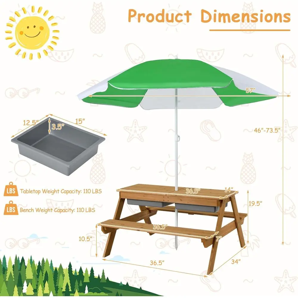 4-in-1 Wooden Sand & Water Pic - Kids Outdoor Garden Set 评论和价格