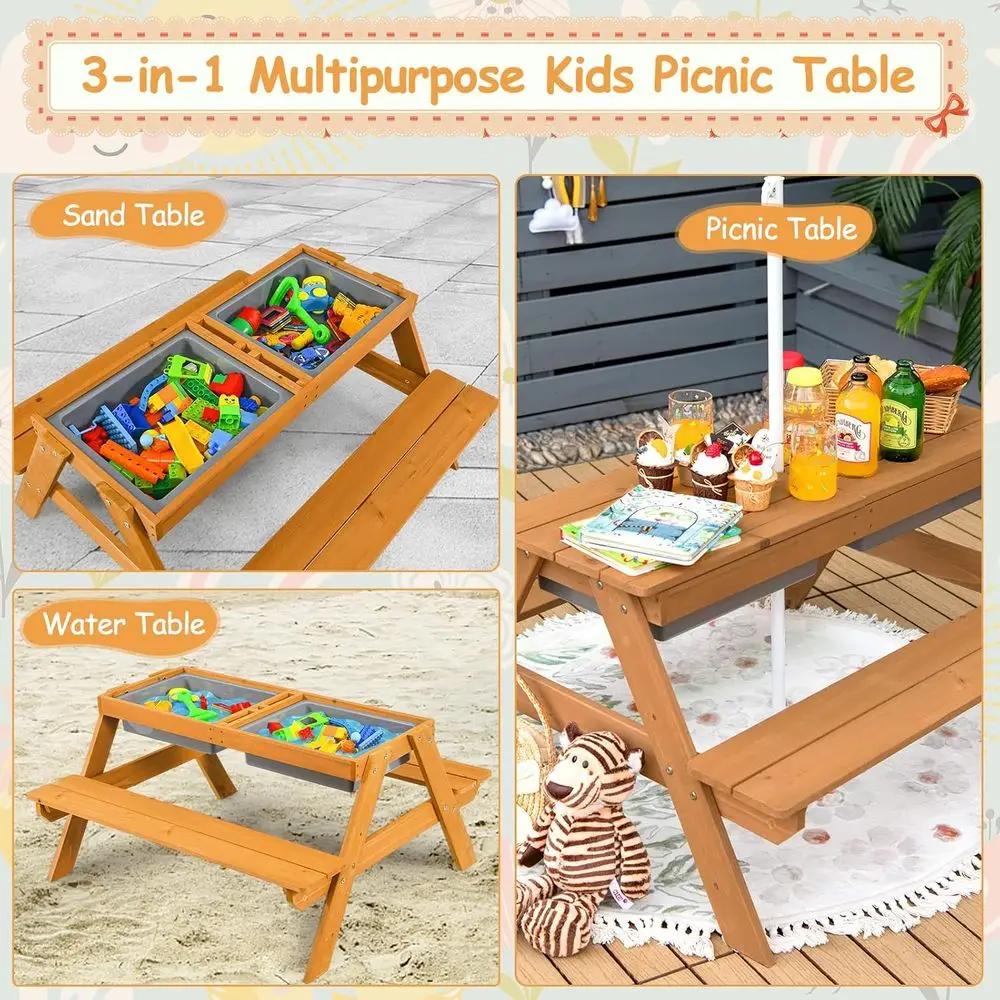 4-in-1 Wooden Sand & Water Pic - Kids Outdoor Garden Set 评论和价格