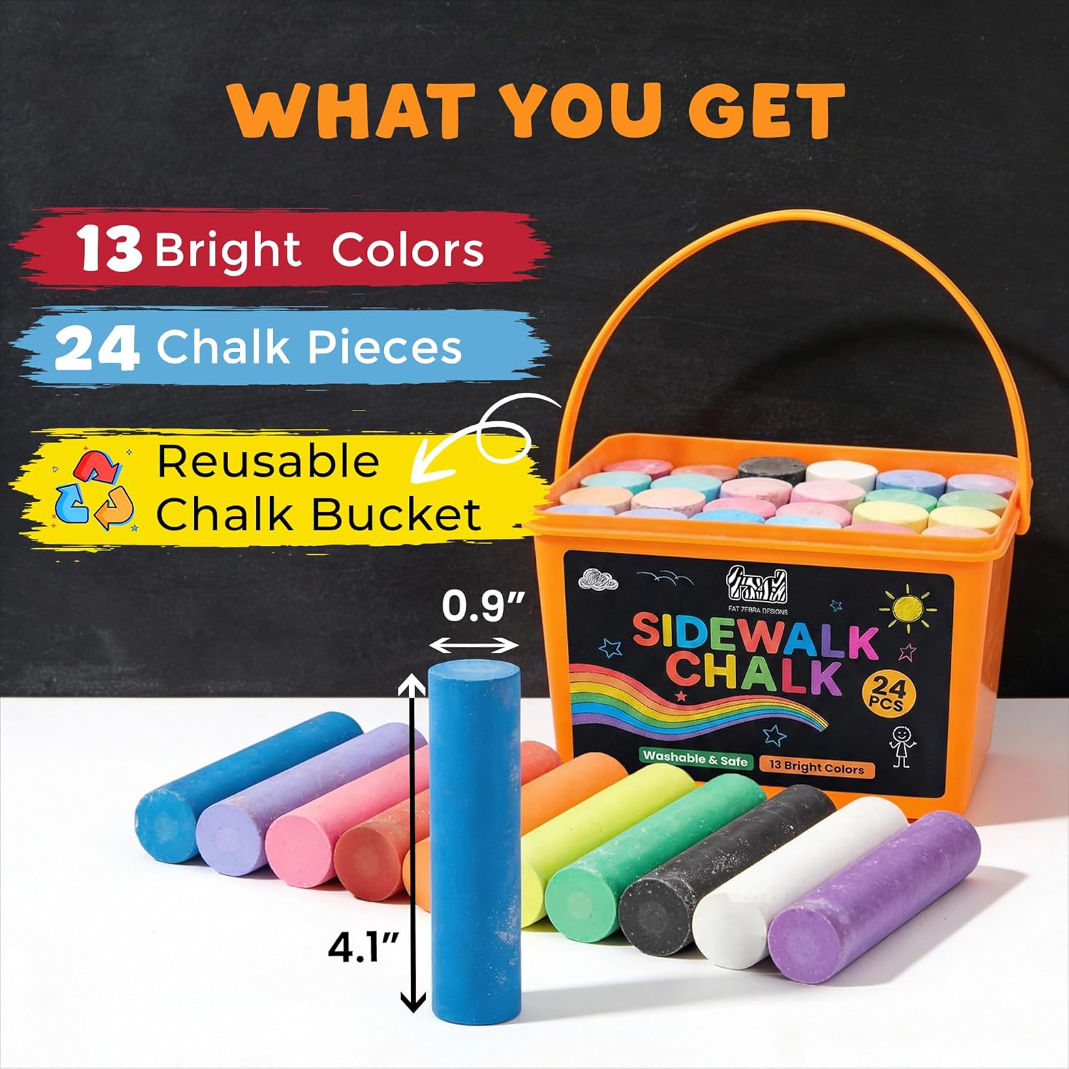 24 PCS Sidewalk Chalk for Kids - Kids Outdoor Chalkboard 评论和价格