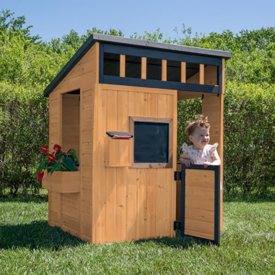 Outdoor kids playhouse: cedar  - Kids Outdoor Chalkboard 评论和价格
