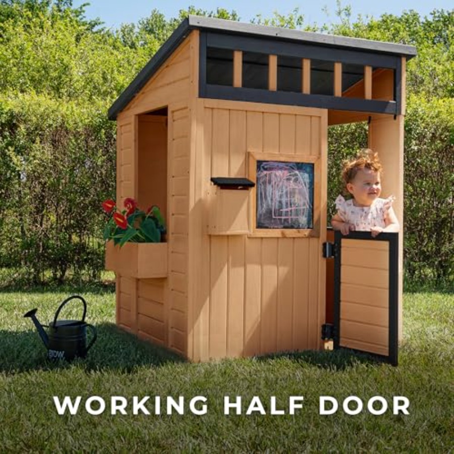 Outdoor kids playhouse: cedar  - Kids Outdoor Chalkboard 评论和价格
