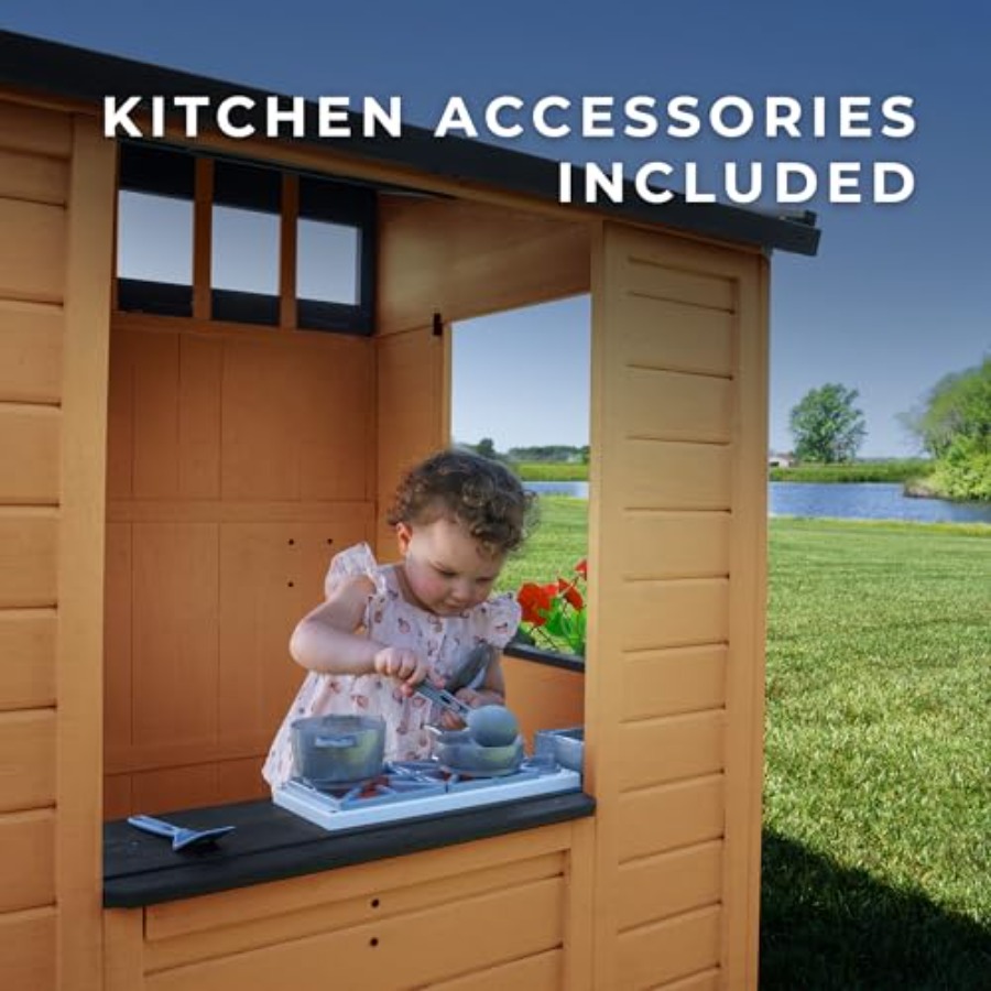 Outdoor kids playhouse: cedar  - Kids Outdoor Chalkboard 评论和价格