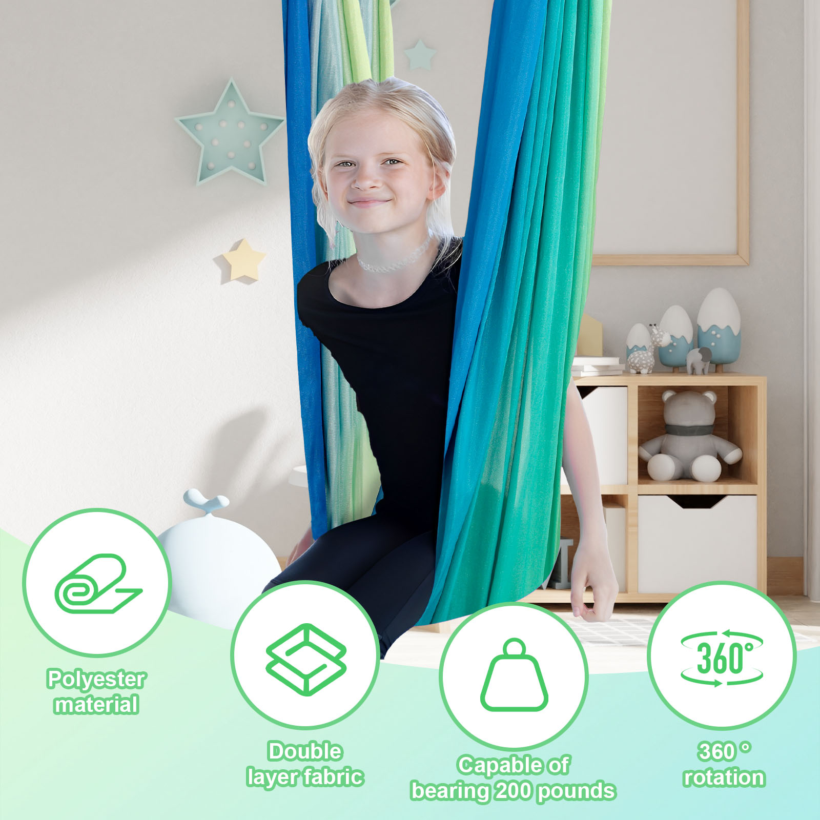 Kids Sensory Swings Double Lay - Kids Outdoor Hammock 评论和价格