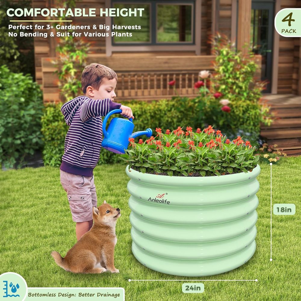 4-Pack Mini Raised Garden Beds - Kids Outdoor Garden 评论和价格