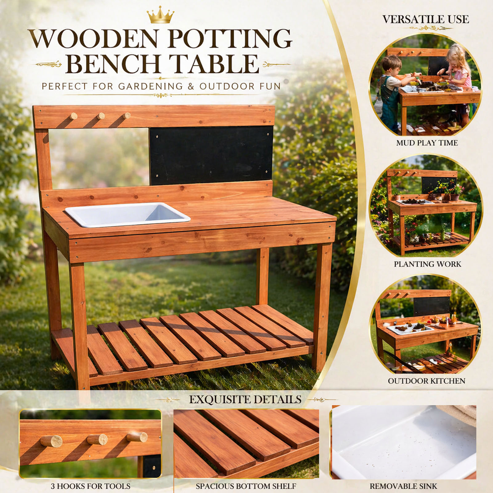 Wooden Potting Benches For Chi - Kids Outdoor Garden 评论和价格