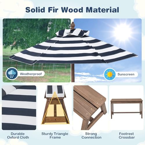 Kids Picnic Table, Outdoor Woo - Kids Outdoor Bench With Umbrella 评论和价格