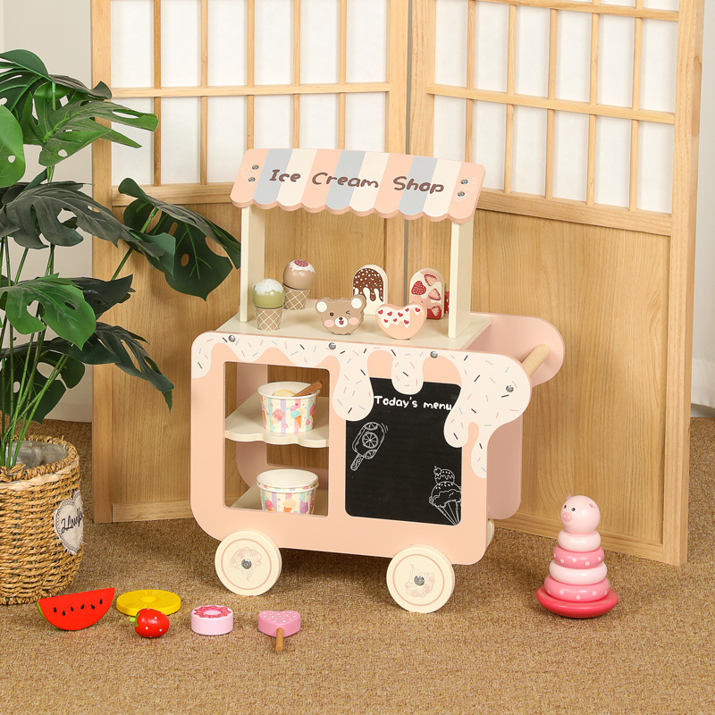 Children Toy Wooden Ice Cream  - Kids Outdoor Chalkboard 评论和价格