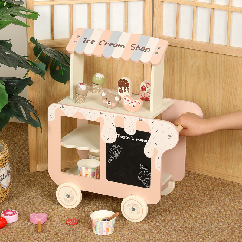 Children Toy Wooden Ice Cream  - Kids Outdoor Chalkboard 评论和价格