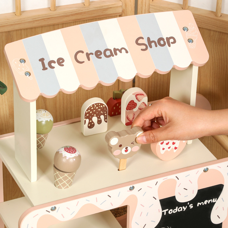 Children Toy Wooden Ice Cream  - Kids Outdoor Chalkboard 评论和价格