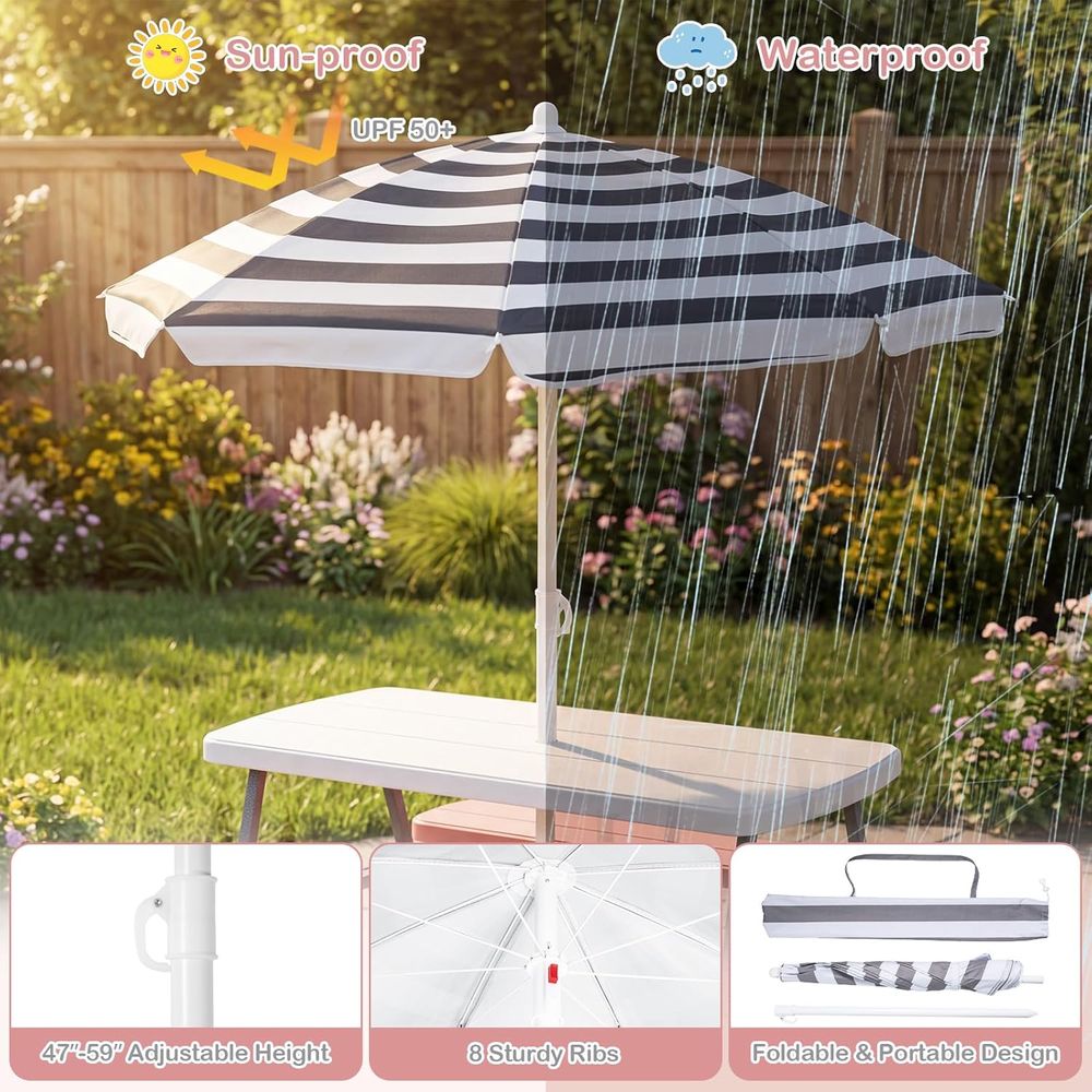 Kids Picnic Table, Toddler Out - Kids Outdoor Bench With Umbrella 评论和价格