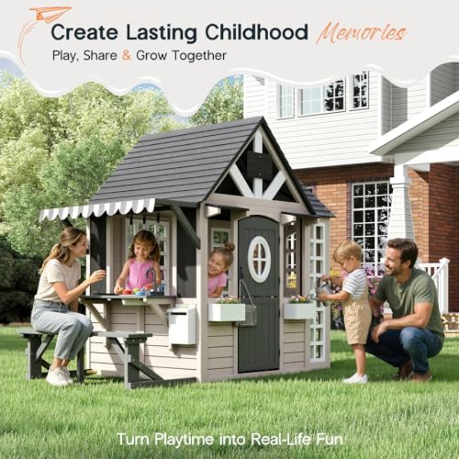 Outdoor wooden playhouse for k - Kids Outdoor Chalkboard 评论和价格